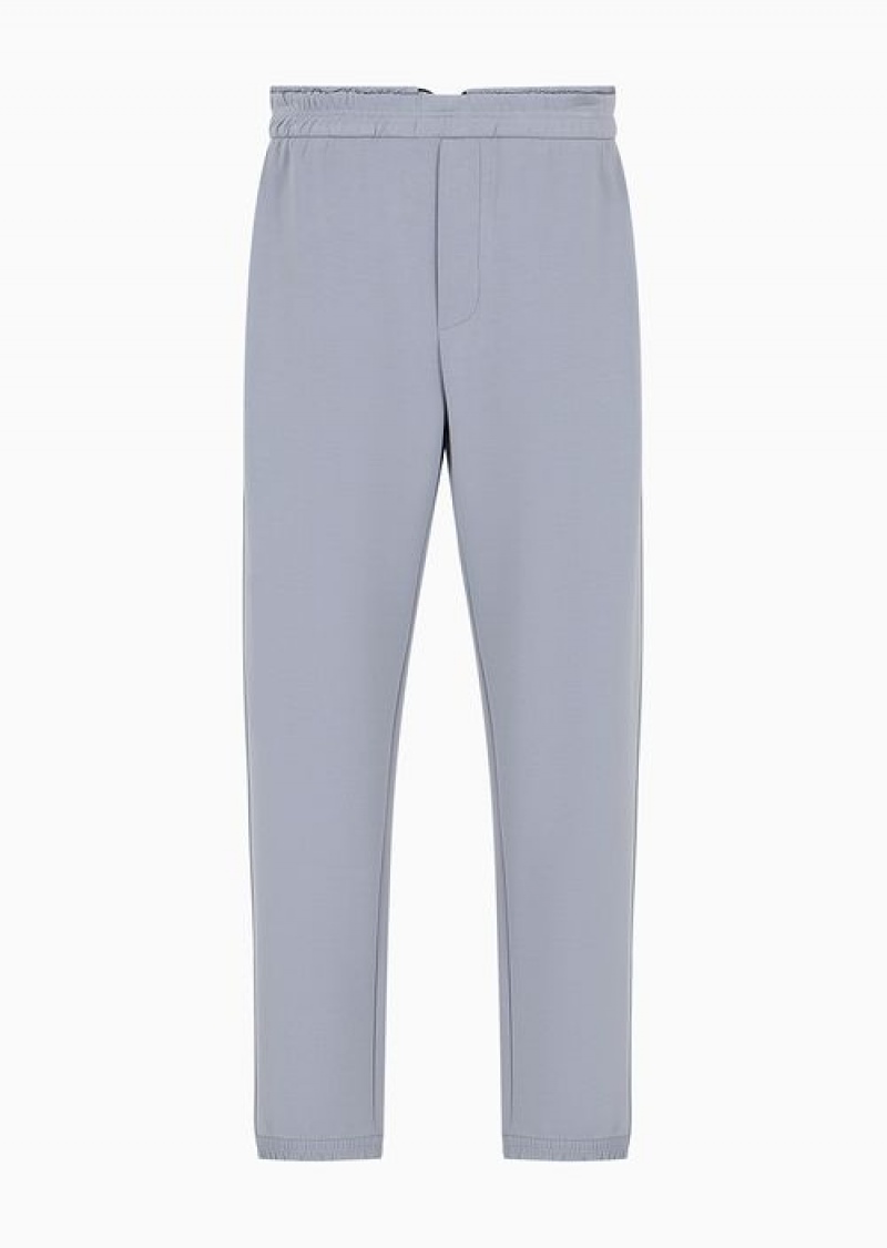 Grey Emporio Armani Travel Essentials Double-jersey Joggers | EA-SN58413