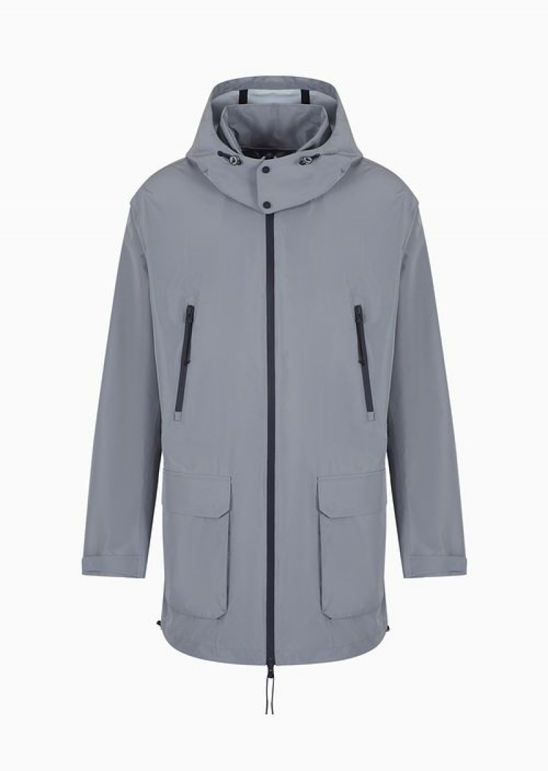 Grey Emporio Armani Travel Essentials Water-repellent Nylon Full-zip Blouson | EA-SN58259