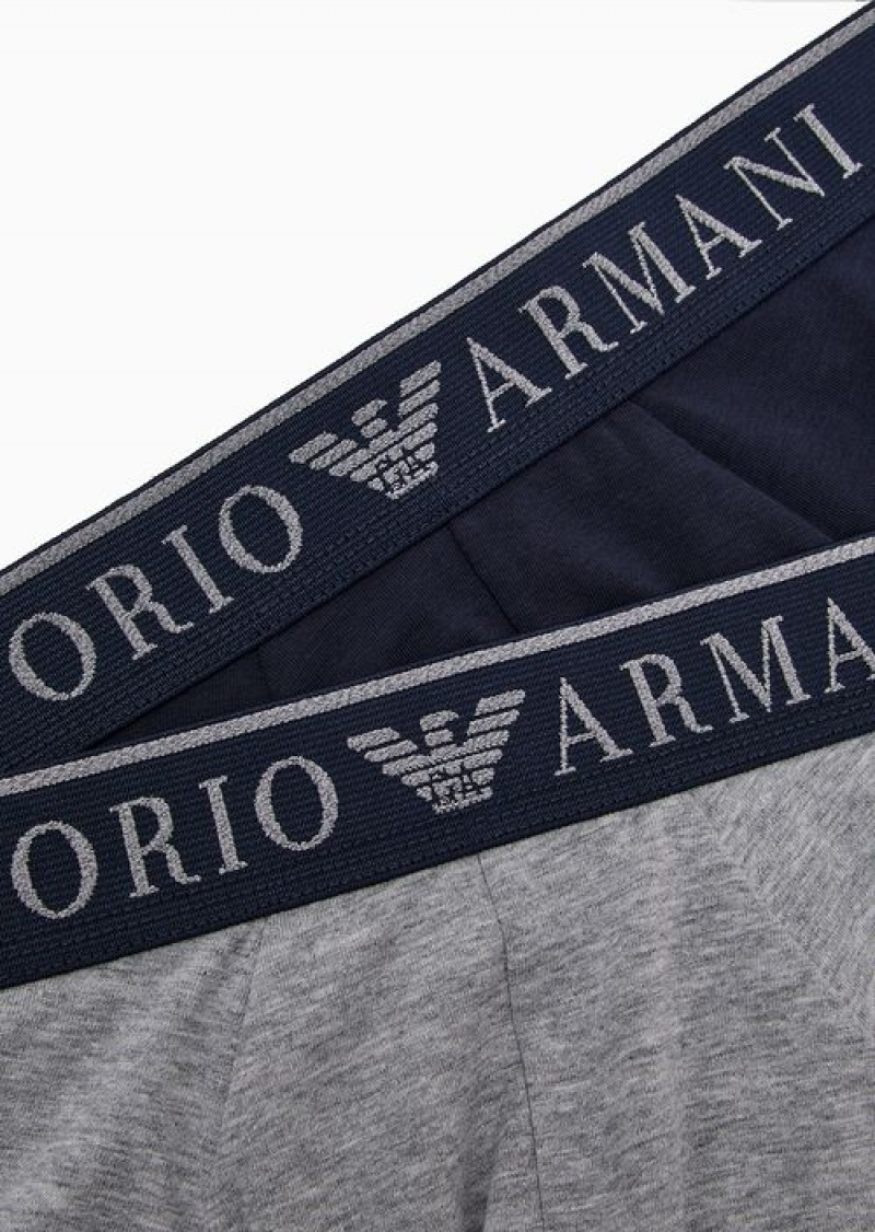 Grey Emporio Armani Two-pack Of Endurance Logo Briefs | EA-SN58816