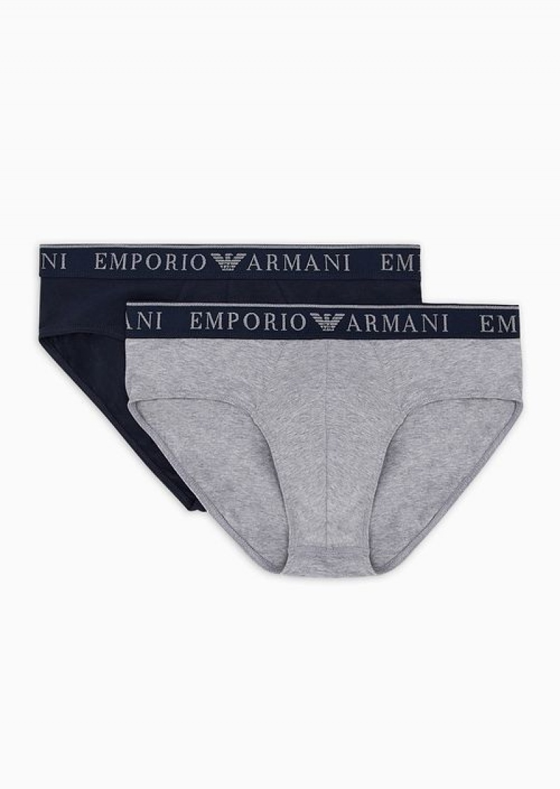 Grey Emporio Armani Two-pack Of Endurance Logo Briefs | EA-SN58816