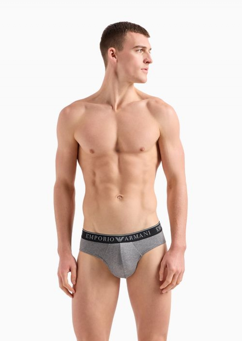 Grey Emporio Armani Two-pack Of Endurance Logo Briefs | EA-SN58825