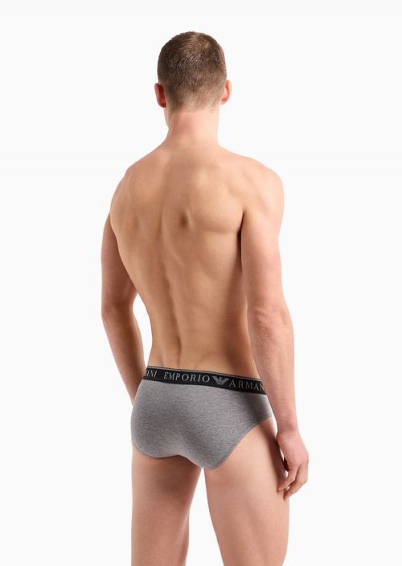 Grey Emporio Armani Two-pack Of Endurance Logo Briefs | EA-SN58825