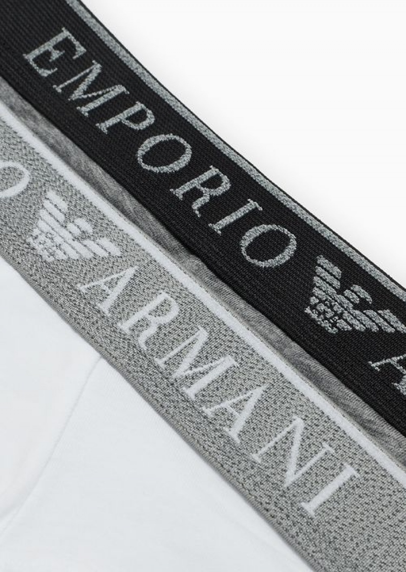 Grey Emporio Armani Two-pack Of Endurance Logo Briefs | EA-SN58825