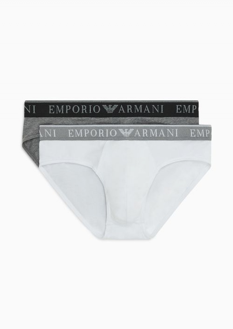 Grey Emporio Armani Two-pack Of Endurance Logo Briefs | EA-SN58825