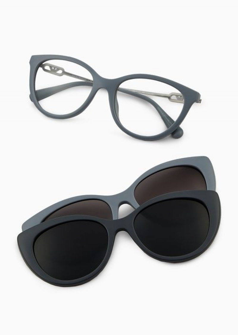 Grey Emporio Armani Women’s Cat-eye Sunglasses With Interchangeable Lenses | EA-SN57731