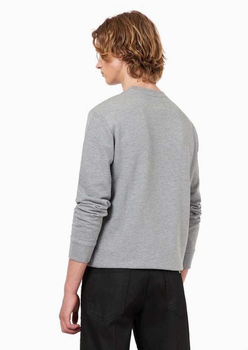 Grey Logo Emporio Armani Modal-blend Sweatshirt With Logo Print | EA-SN58538