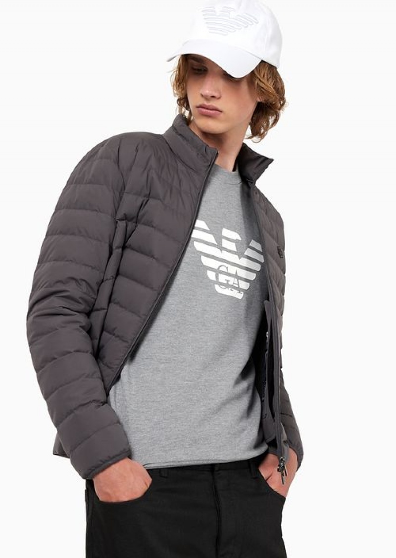 Grey Logo Emporio Armani Modal-blend Sweatshirt With Logo Print | EA-SN58538