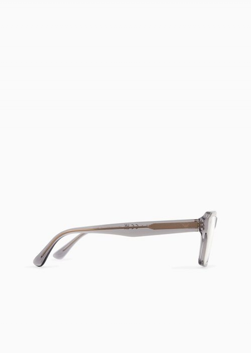 Grigio Scuro Emporio Armani Men’s Rectangular Glasses | EA-SN59386