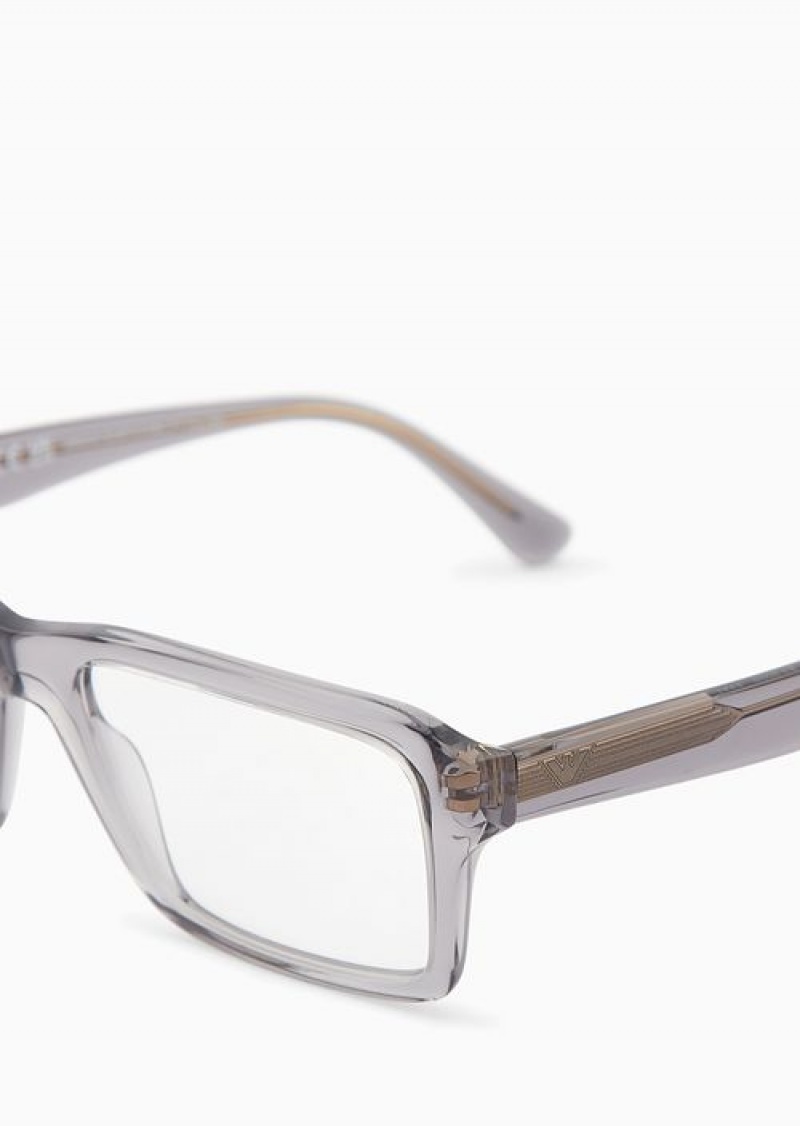 Grigio Scuro Emporio Armani Men’s Rectangular Glasses | EA-SN59386