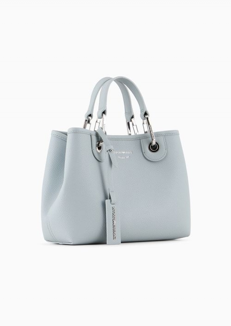 Light Grey Emporio Armani Small Myea Shopper Bag With Deer Print | EA-SN57305