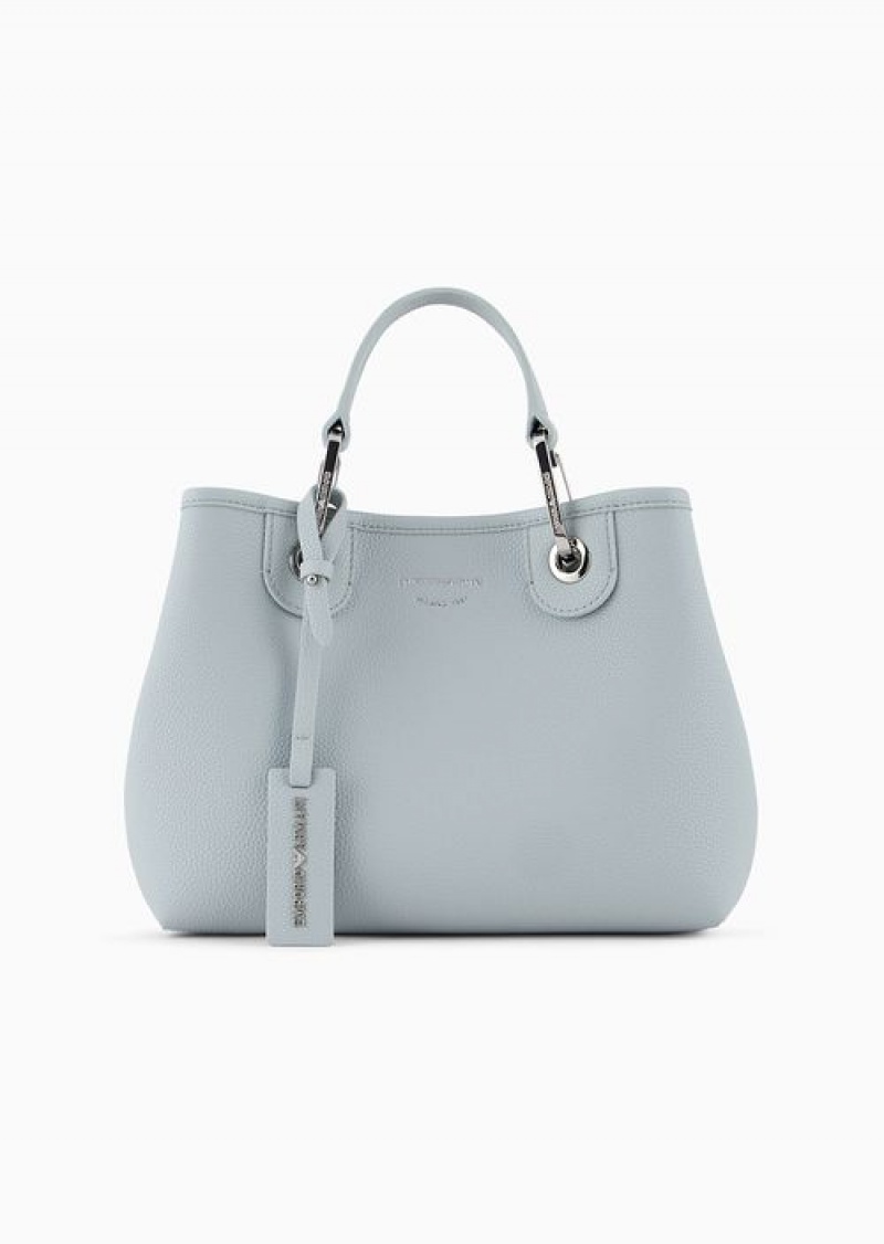 Light Grey Emporio Armani Small Myea Shopper Bag With Deer Print | EA-SN57305