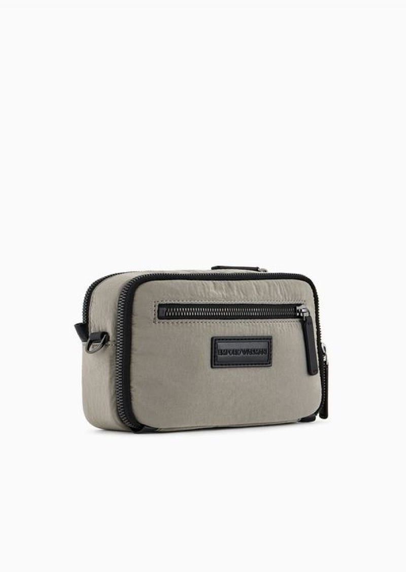 Light Grey Emporio Armani Wrinkled-nylon Washbag | EA-SN59274