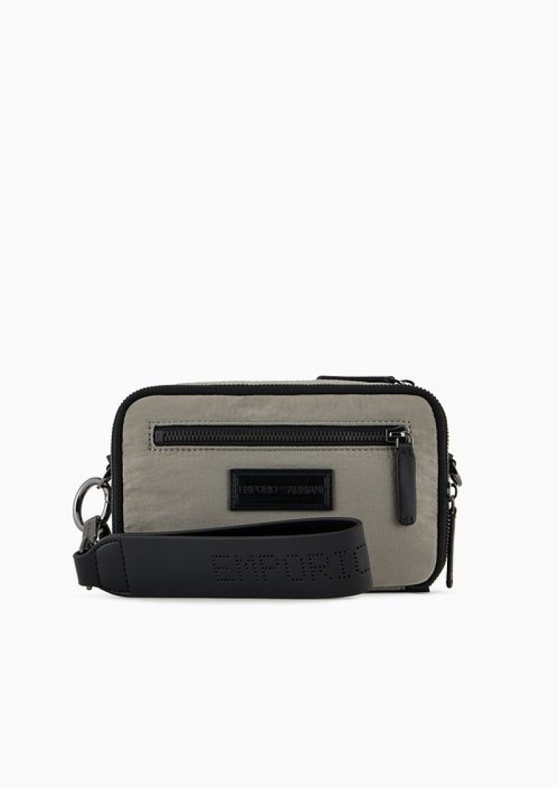 Light Grey Emporio Armani Wrinkled-nylon Washbag | EA-SN59274