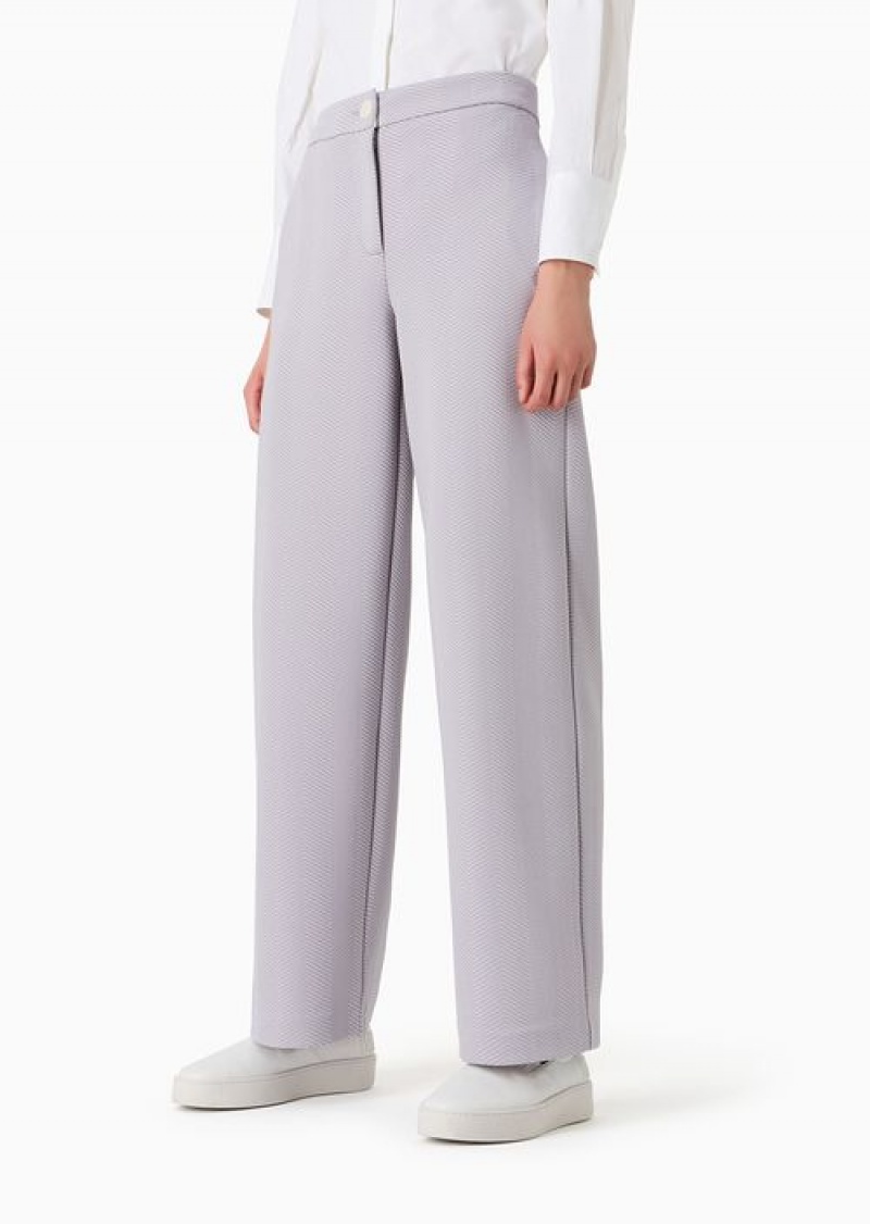 Lilla Emporio Armani Embossed Chevron Jacquard Jersey Trousers | EA-SN56889