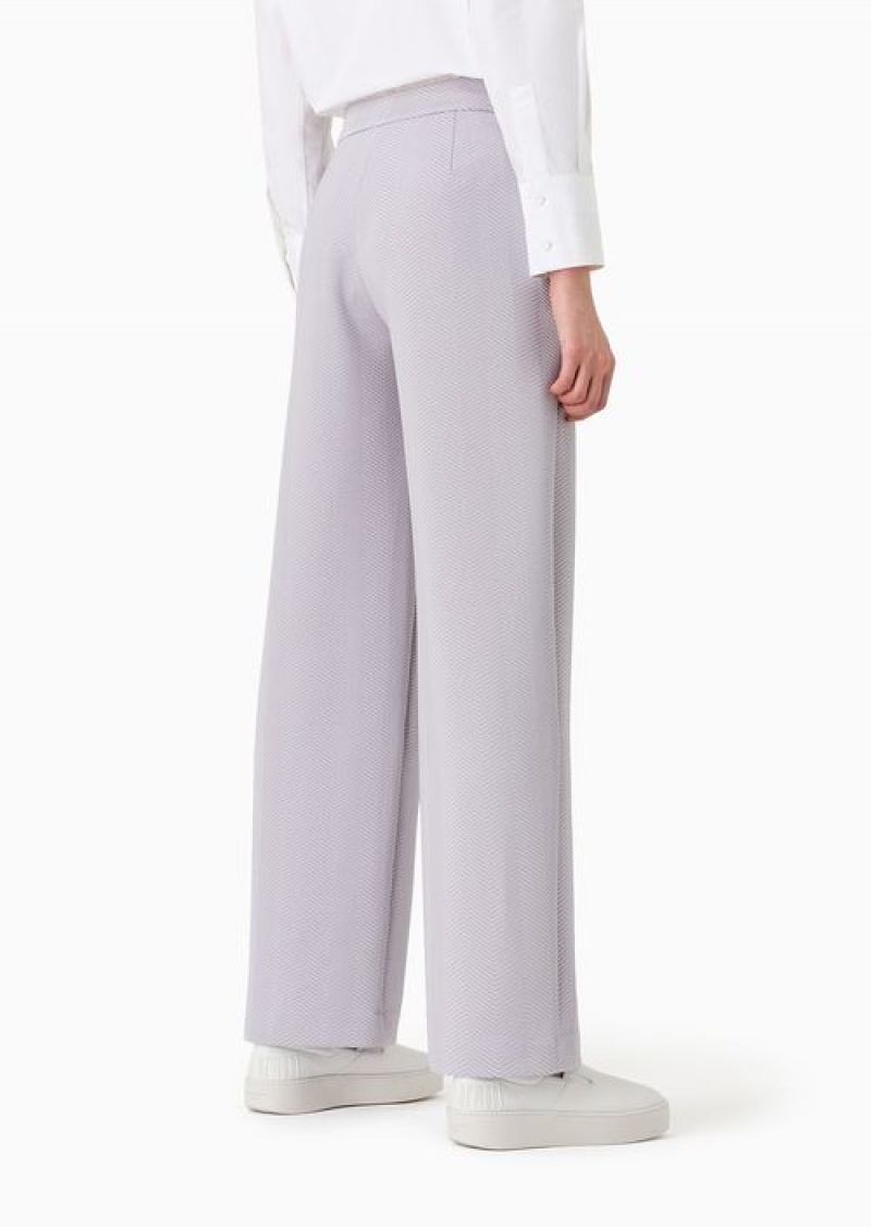 Lilla Emporio Armani Embossed Chevron Jacquard Jersey Trousers | EA-SN56889