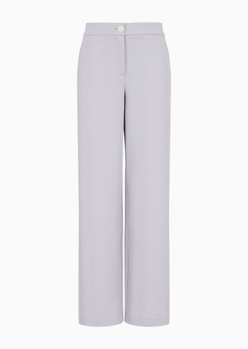 Lilla Emporio Armani Embossed Chevron Jacquard Jersey Trousers | EA-SN56889