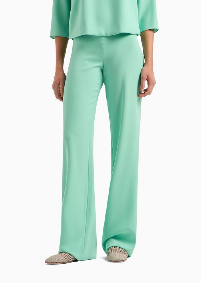 Lime Green Emporio Armani Techno Cady Palazzo Trousers | EA-SN56847