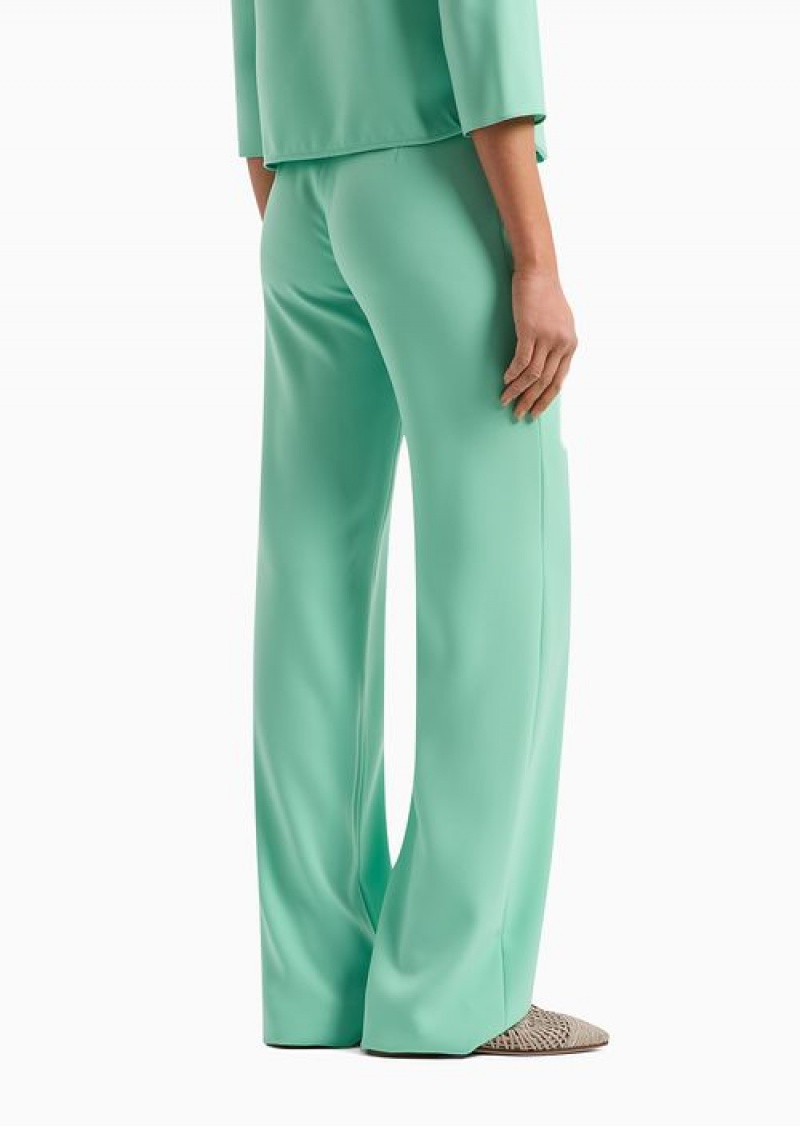 Lime Green Emporio Armani Techno Cady Palazzo Trousers | EA-SN56847