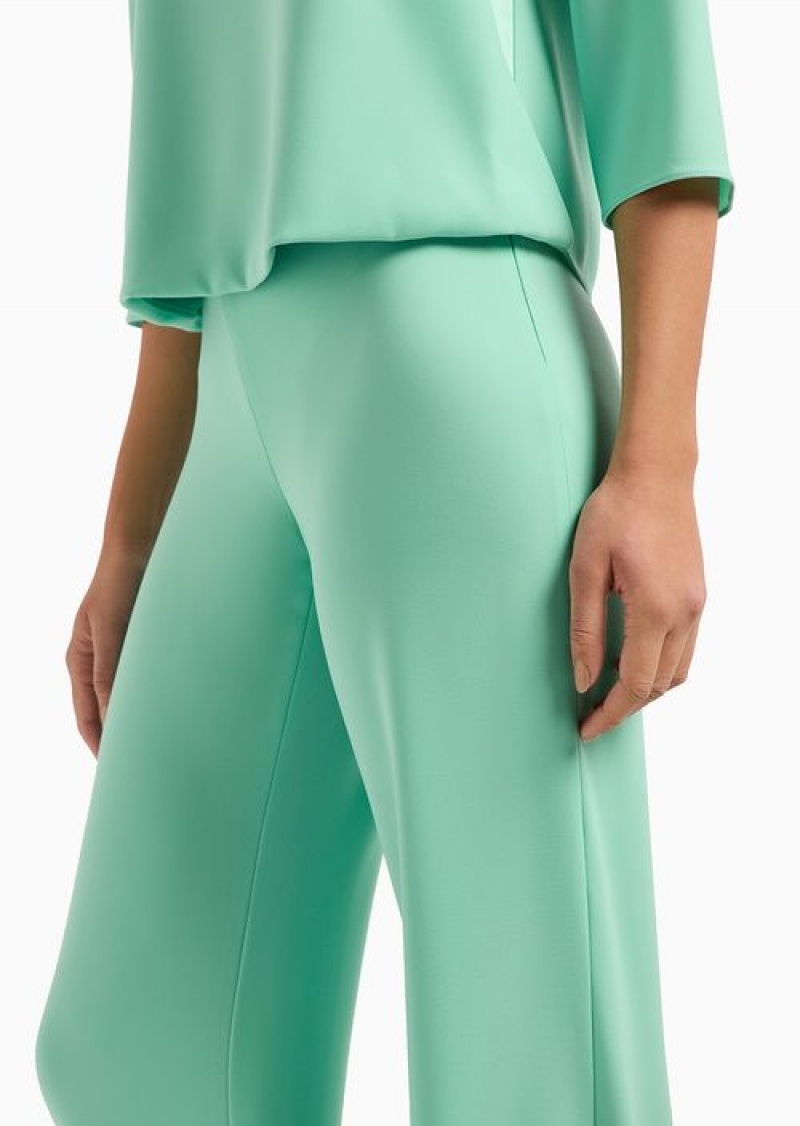 Lime Green Emporio Armani Techno Cady Palazzo Trousers | EA-SN56847