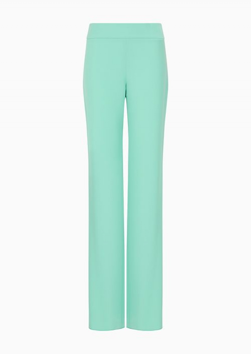 Lime Green Emporio Armani Techno Cady Palazzo Trousers | EA-SN56847