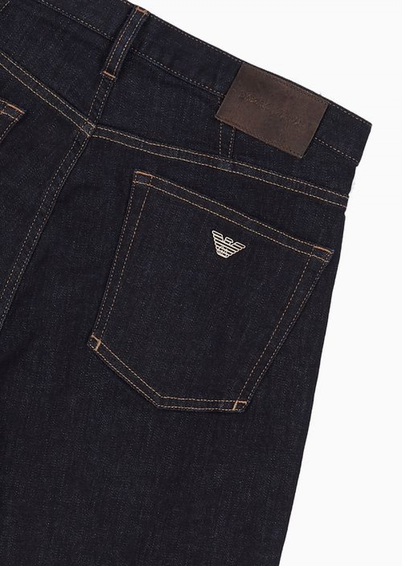 Medium Blue Emporio Armani J21 Regular-fit Jeans In Washed 11.5 Oz Comfort Denim | EA-SN57972