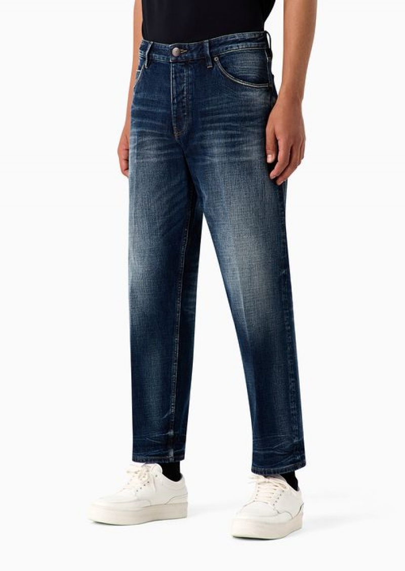 Medium Blue Emporio Armani J69 Denim Lab Loose-fit Selvedge Denim Jeans | EA-SN57954