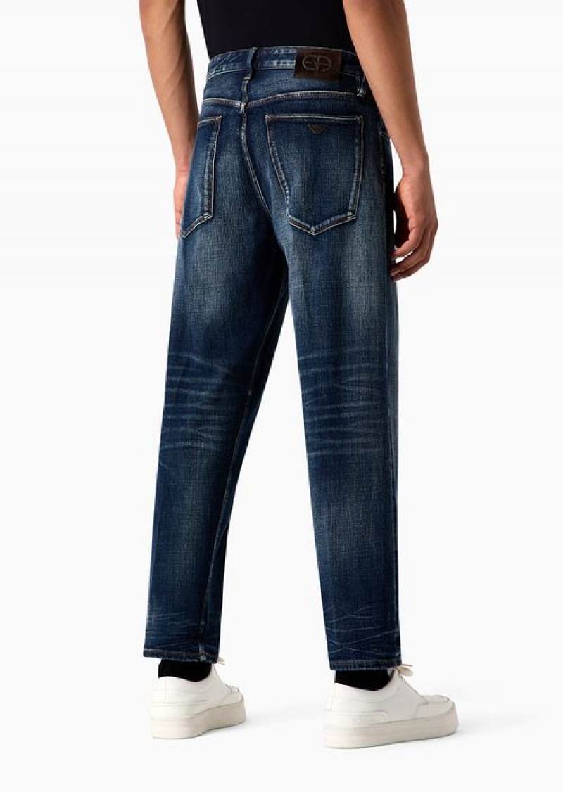 Medium Blue Emporio Armani J69 Denim Lab Loose-fit Selvedge Denim Jeans | EA-SN57954