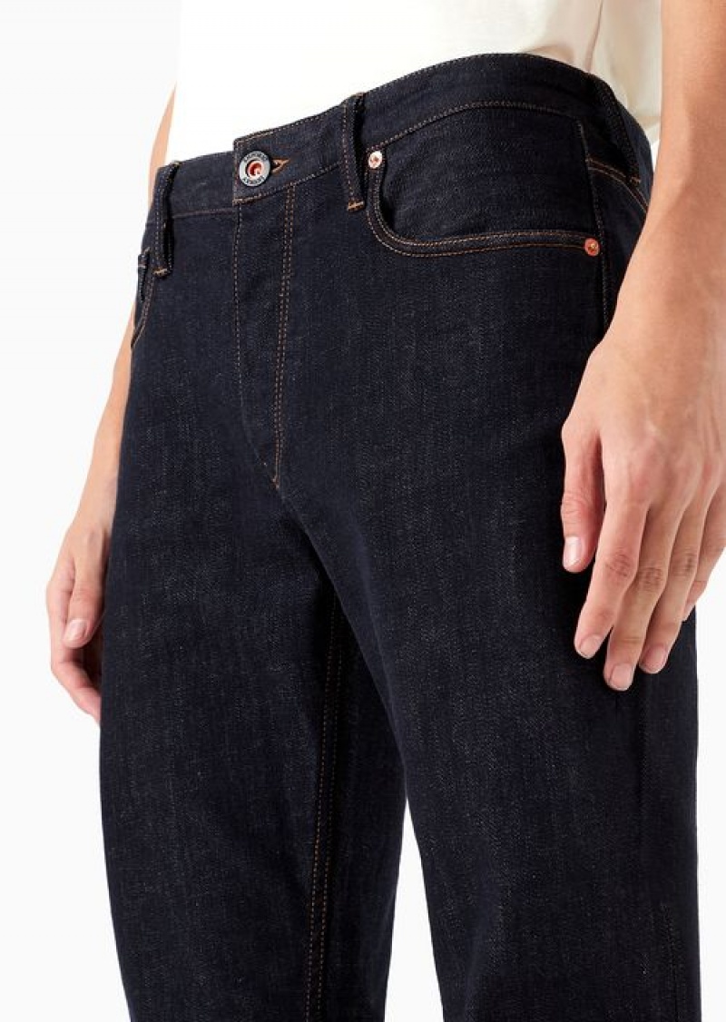 Midnight Blue Emporio Armani J75 Slim-fit Jeans Rinse-wash Denim Jeans | EA-SN57939