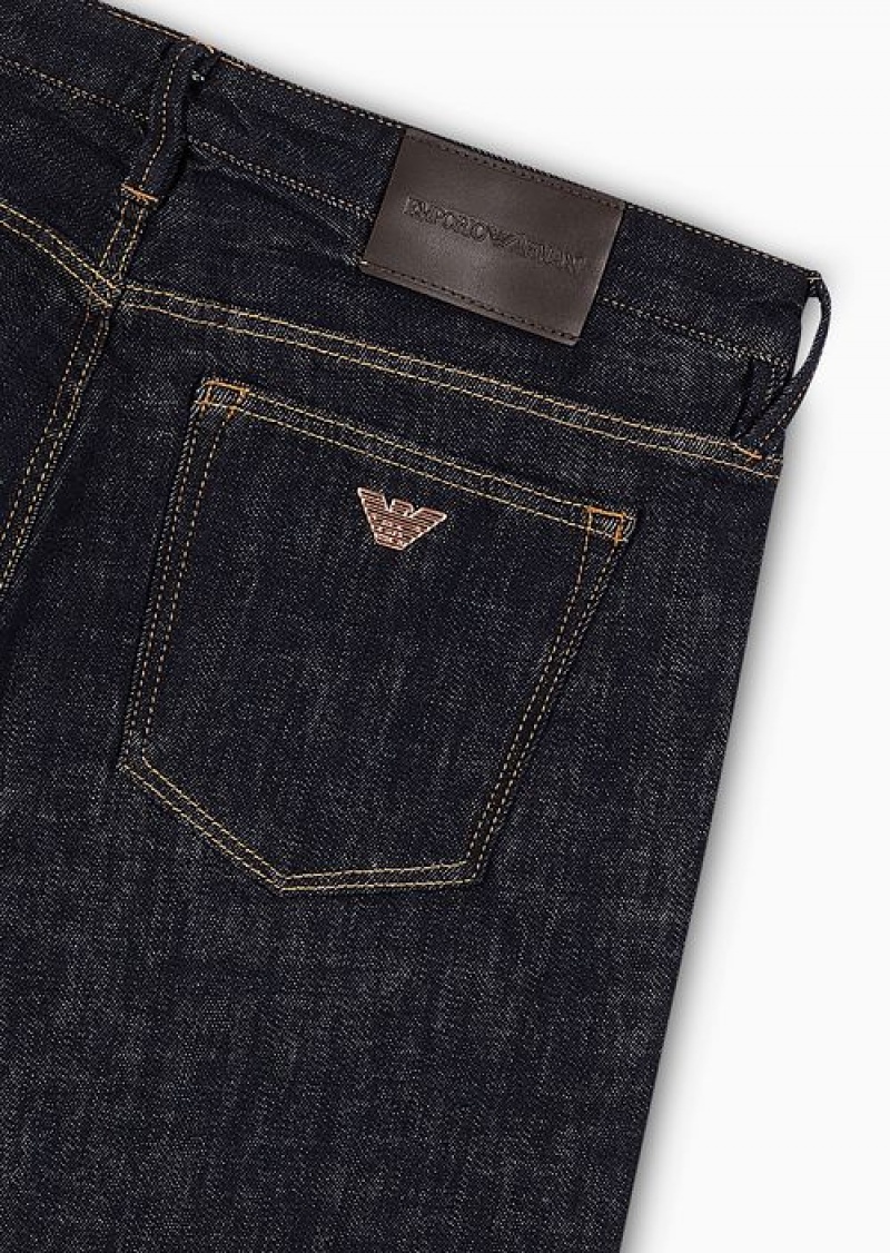 Midnight Blue Emporio Armani J75 Slim-fit Jeans Rinse-wash Denim Jeans | EA-SN57939