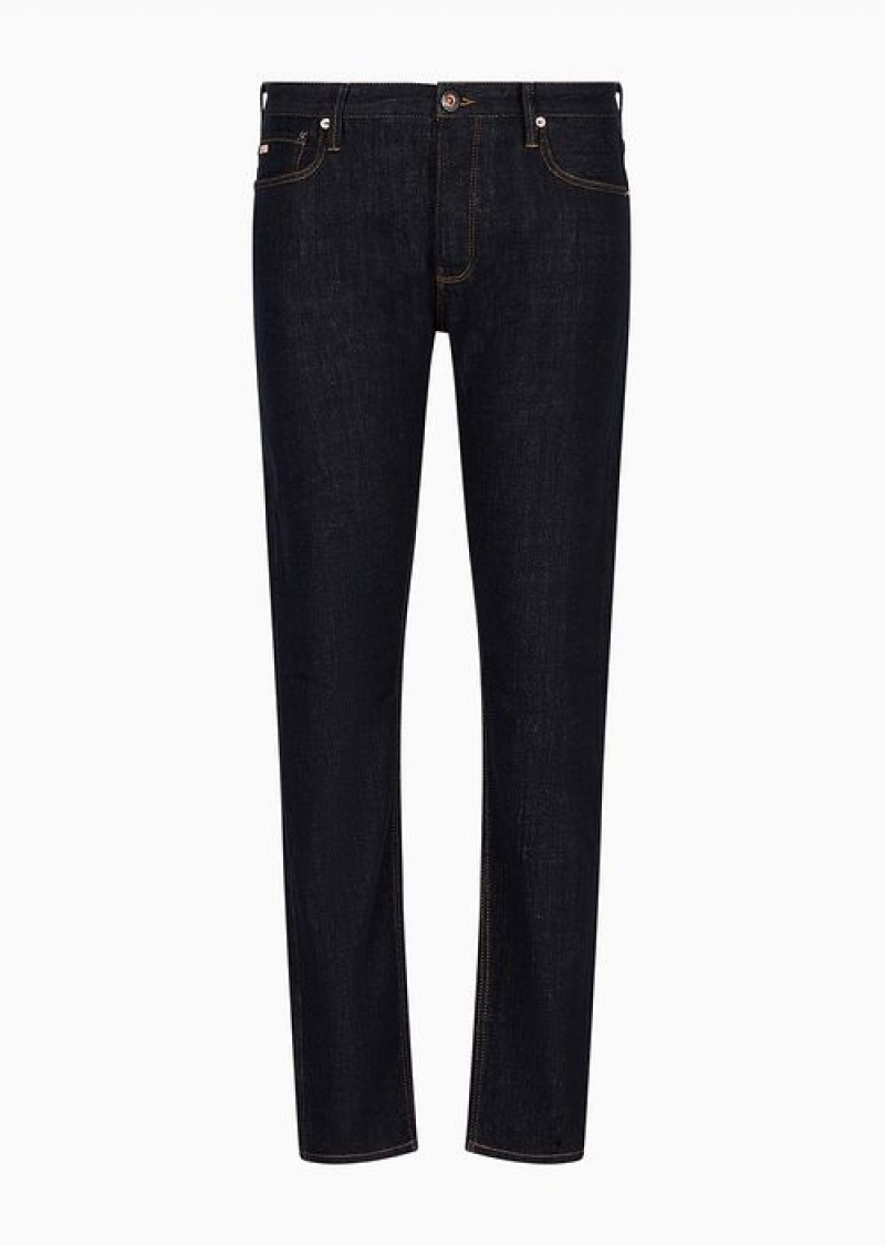 Midnight Blue Emporio Armani J75 Slim-fit Jeans Rinse-wash Denim Jeans | EA-SN57939