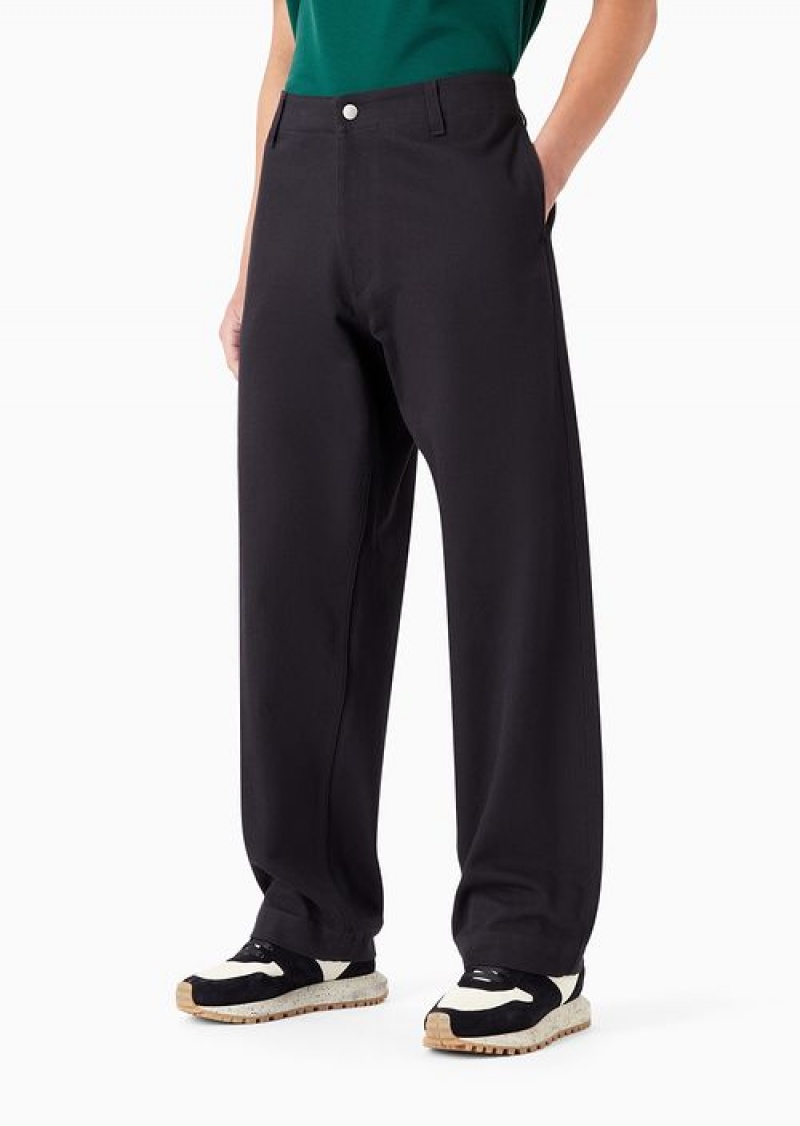 Midnight Blue Emporio Armani Sustainable Collection Organic Bull Trousers | EA-SN58352