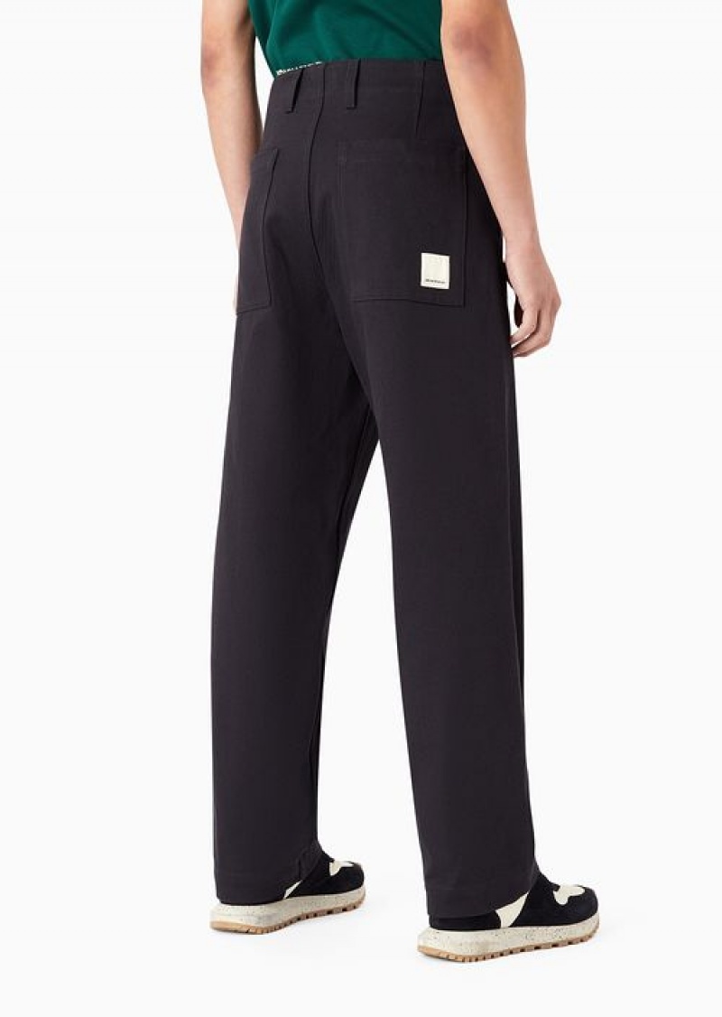 Midnight Blue Emporio Armani Sustainable Collection Organic Bull Trousers | EA-SN58352