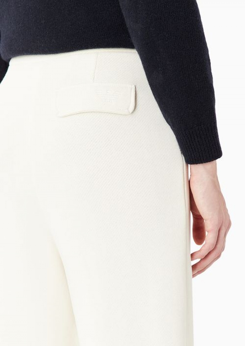 Milky White Emporio Armani Asv Capsule Darted Trousers In Soft-touch Organic Jersey | EA-SN56795