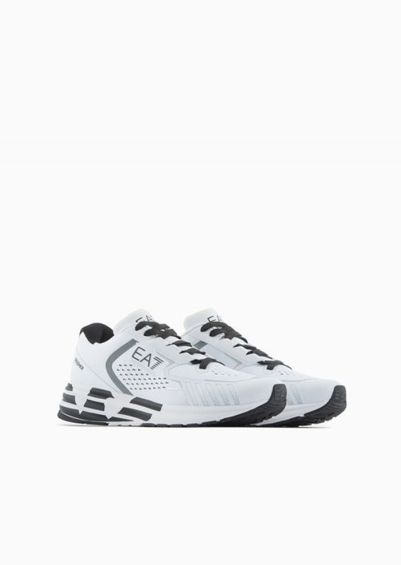 Milky White Emporio Armani Reflex Crusher Distance Sneakers | EA7-SN59762