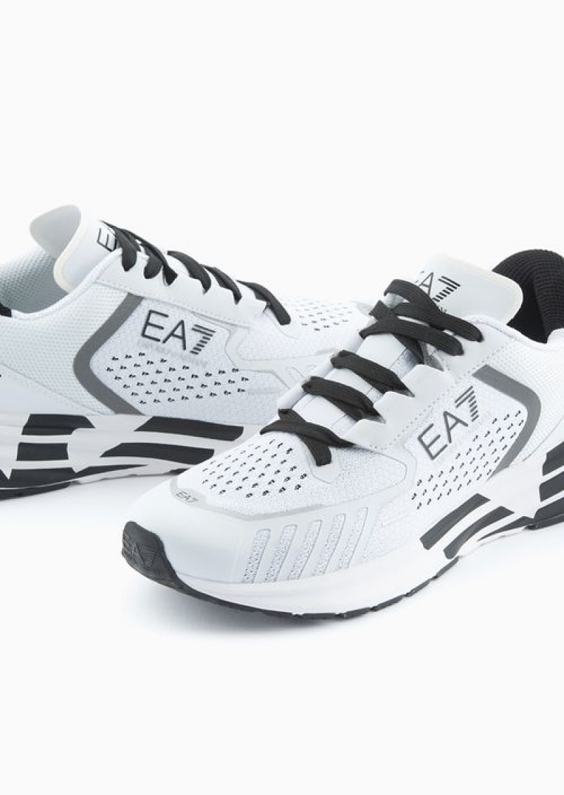 Milky White Emporio Armani Reflex Crusher Distance Sneakers | EA7-SN59762