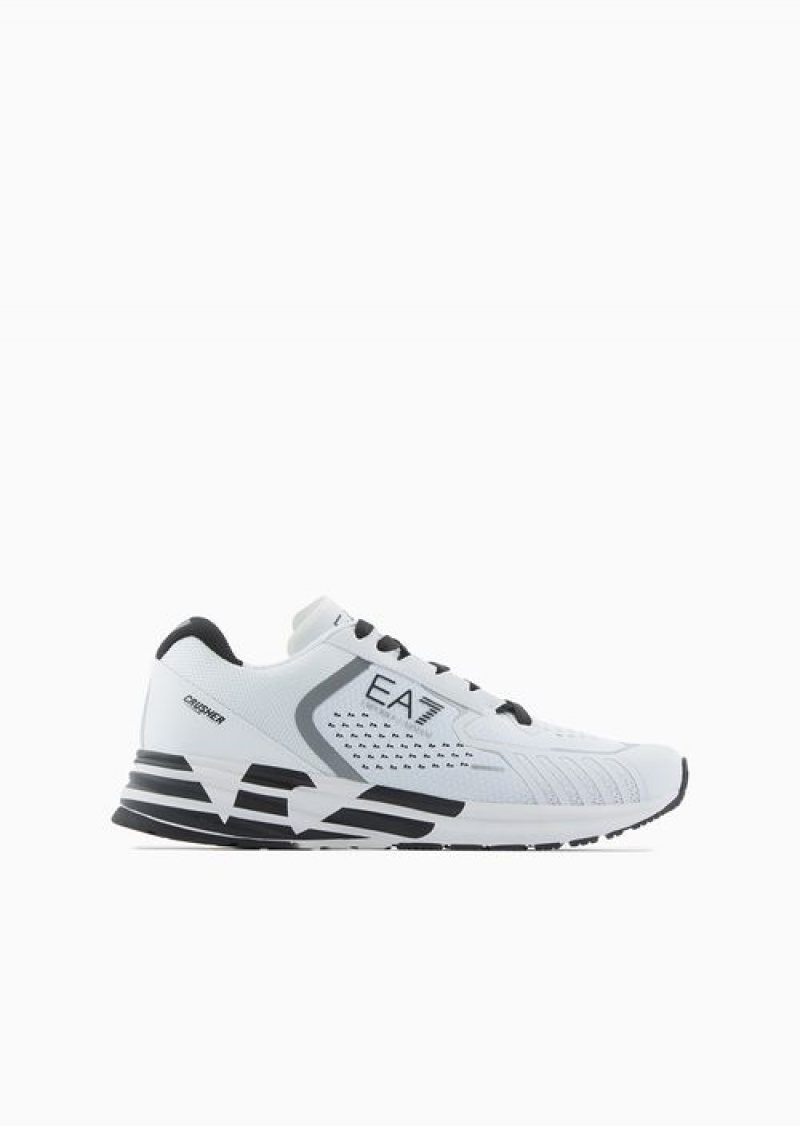 Milky White Emporio Armani Reflex Crusher Distance Sneakers | EA7-SN60093