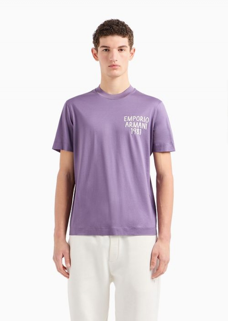 Milky White Emporio Armani Regular Fit T-shirts | EA-SN58748