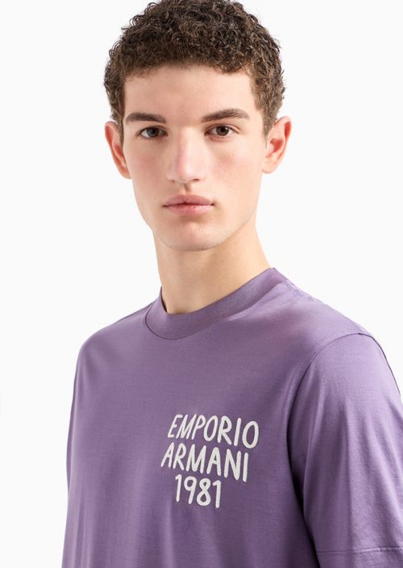 Milky White Emporio Armani Regular Fit T-shirts | EA-SN58748