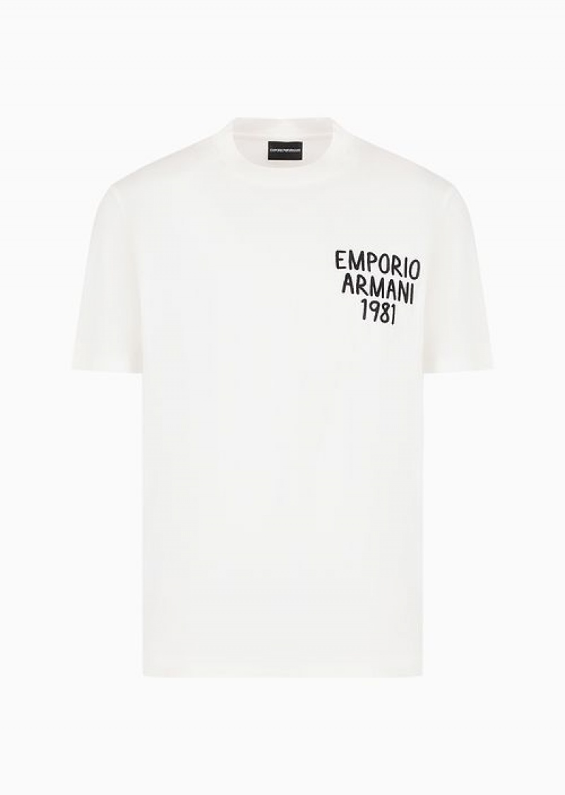 Milky White Emporio Armani Regular Fit T-shirts | EA-SN58748