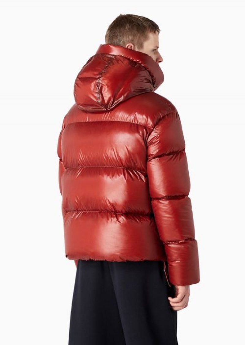 Milky White Emporio Armani Water-repellent Hooded Down Jacket In Quilted Nylon | EA-SN58229