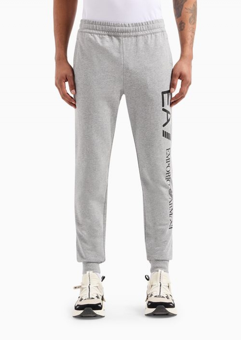 Mélange Grey Emporio Armani Cotton Logo Series Joggers | EA7-SN59858