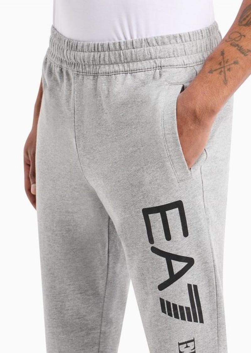 Mélange Grey Emporio Armani Cotton Logo Series Joggers | EA7-SN59858