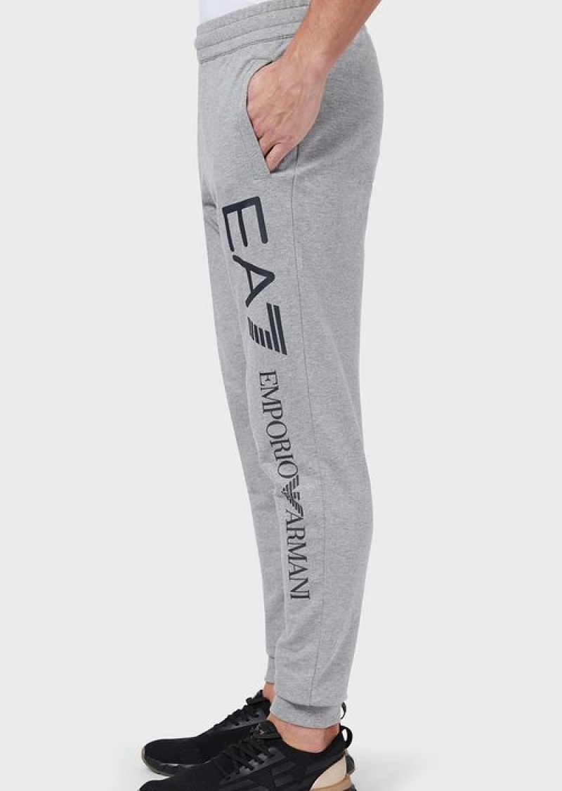 Mélange Grey Emporio Armani Cotton Logo Series Joggers | EA7-SN59858