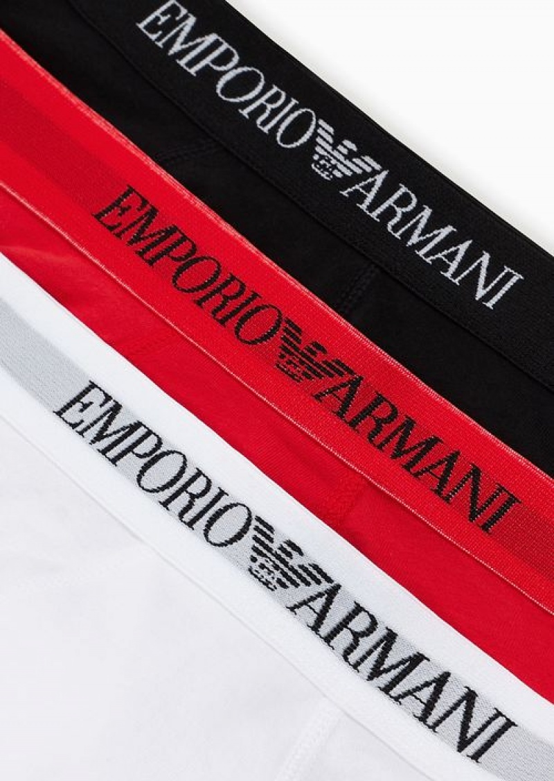 Multicolour Emporio Armani Three-pack Of Pure Cotton Basic Boxer Briefs | EA-SN58804