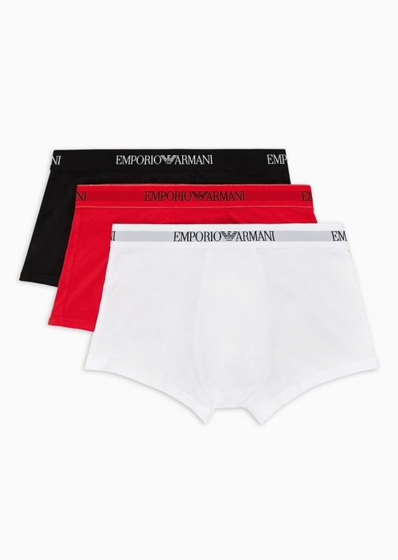 Multicolour Emporio Armani Three-pack Of Pure Cotton Basic Boxer Briefs | EA-SN58804