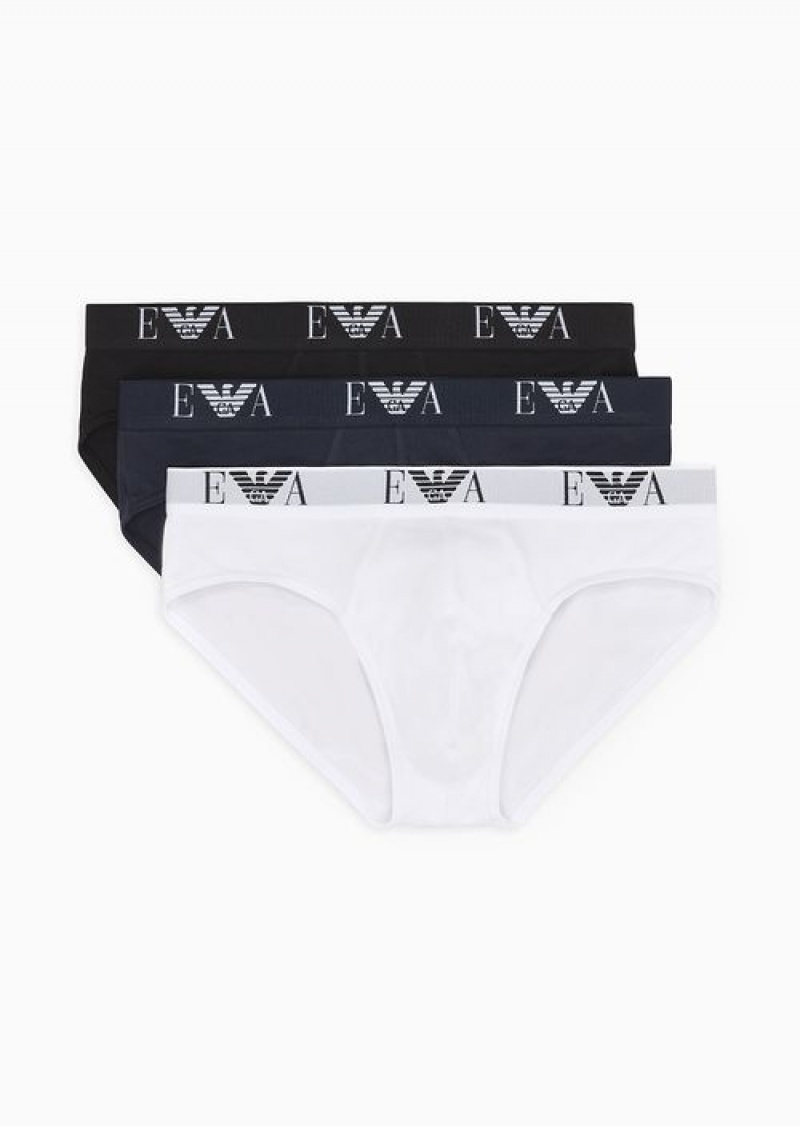 Multicolour Emporio Armani Three-pack Of Briefs With Essential Monogram Logo | EA-SN58837