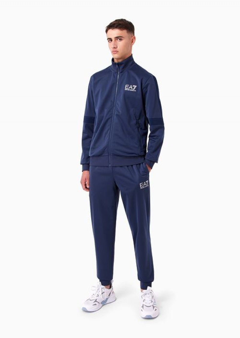 Navy Blue Emporio Armani 7 Lines Tracksuit In Technical Fabric | EA7-SN59891