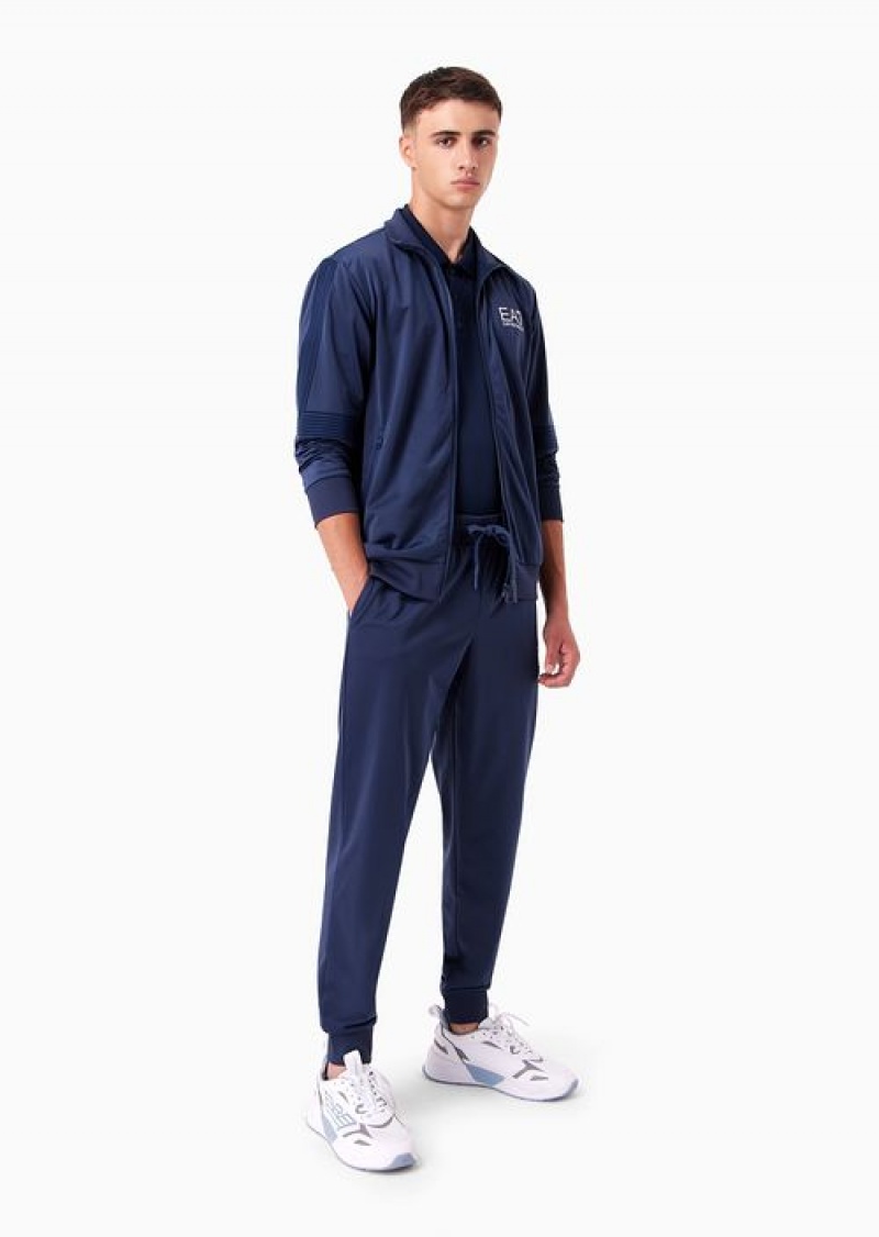 Navy Blue Emporio Armani 7 Lines Tracksuit In Technical Fabric | EA7-SN59891