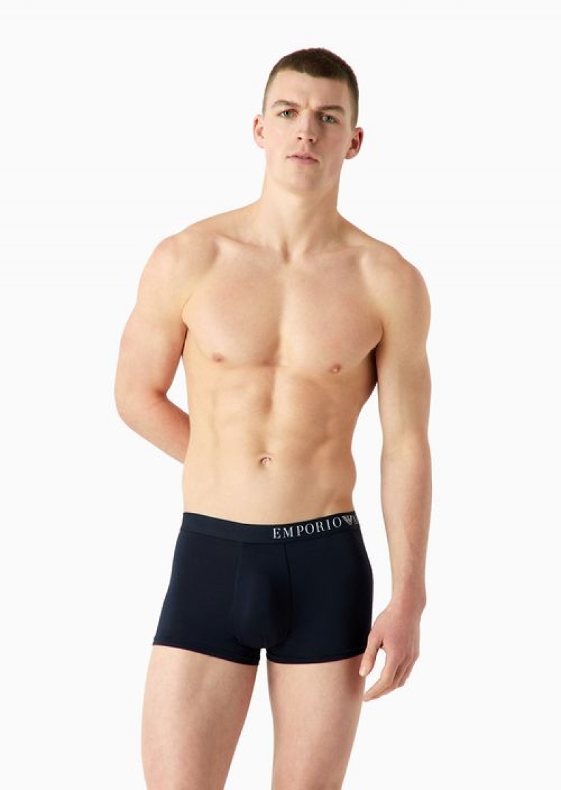 Navy Blue Emporio Armani Armani Sustainability Values Soft-touch Eco-viscose Two-pack Of Boxer Briefs | EA-SN58793