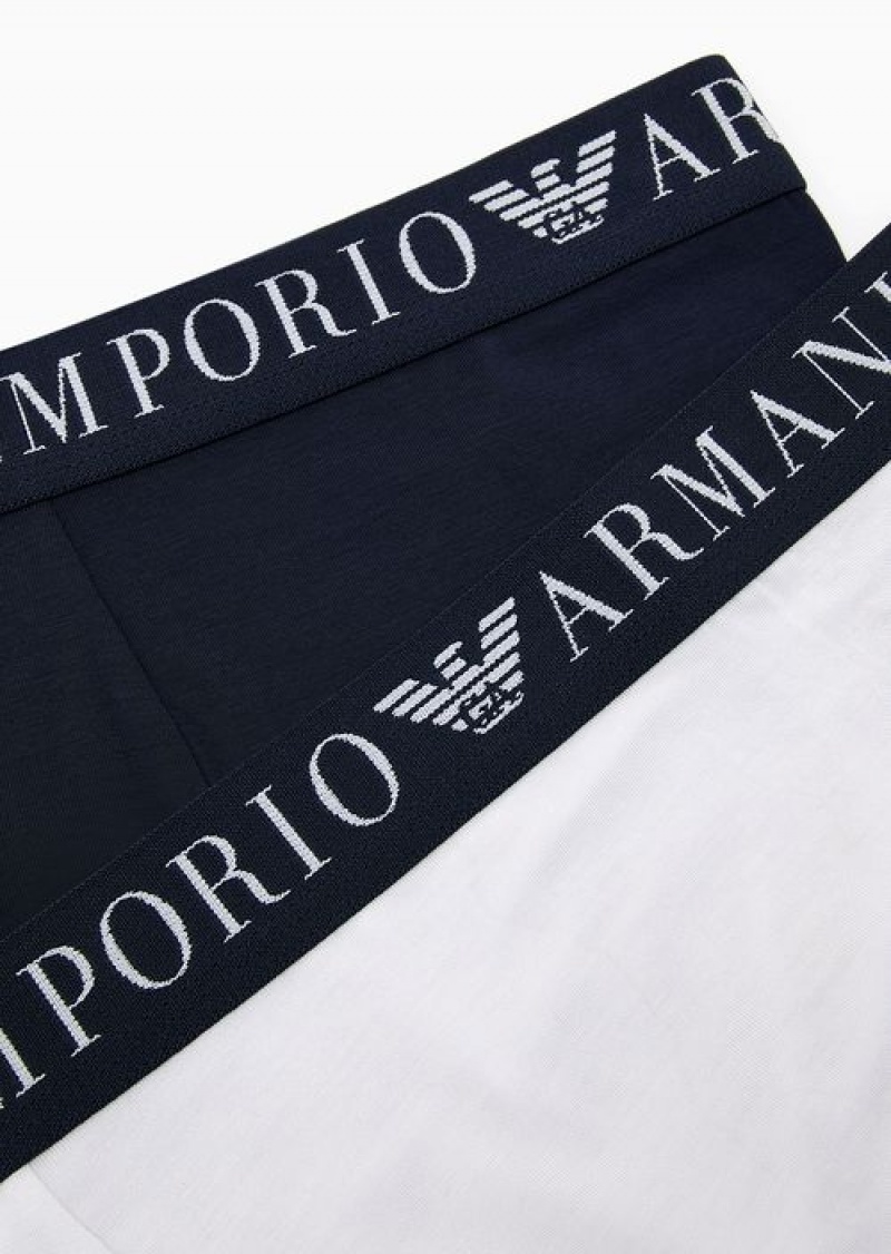 Navy Blue Emporio Armani Armani Sustainability Values Soft-touch Eco-viscose Two-pack Of Boxer Briefs | EA-SN58793